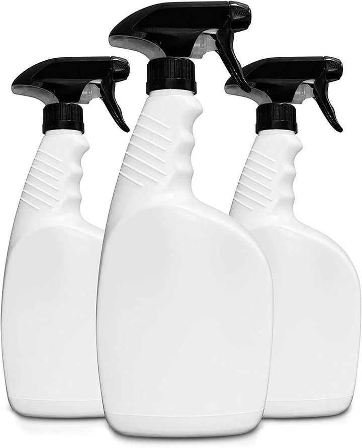Reusable Plastic Spray Bottle Sprayer for Bleach, Auto Detailing, Water Plants, Grilling, Haircuts, Cleaning, Disinfectant, Chemicals, HDPE, Non-BPA, Easy Squeeze Trigger